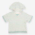 Tee SS collar towelling green stripe hood