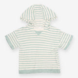 Tee SS collar towelling green stripe hood