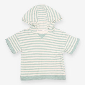 Tee SS collar towelling green stripe hood