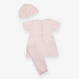 Pink Knit Outfit with Hat