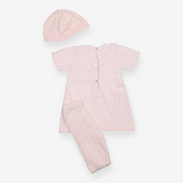 Pink Knit Outfit with Hat