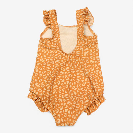 Brown Frill Strap Animal Print Swimsuit