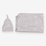 Blanket and hat set grey artic animals
