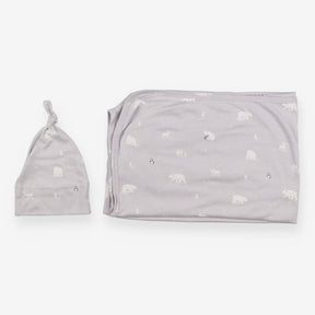 Blanket and hat set grey artic animals