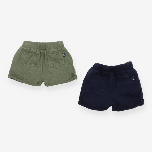 Shorts Navy with Sailboat Applique and Green 2-Pac