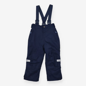 Navy waterproof trousers with braces