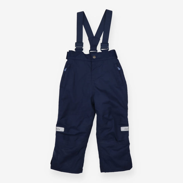 Navy waterproof trousers with braces