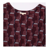 Tunic Burgundy Geometric Print Round Neck Long Sle