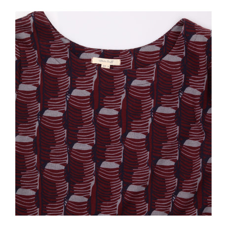 Tunic Burgundy Geometric Print Round Neck Long Sle