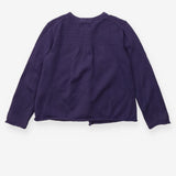 Purple knit cardigan with zigzags