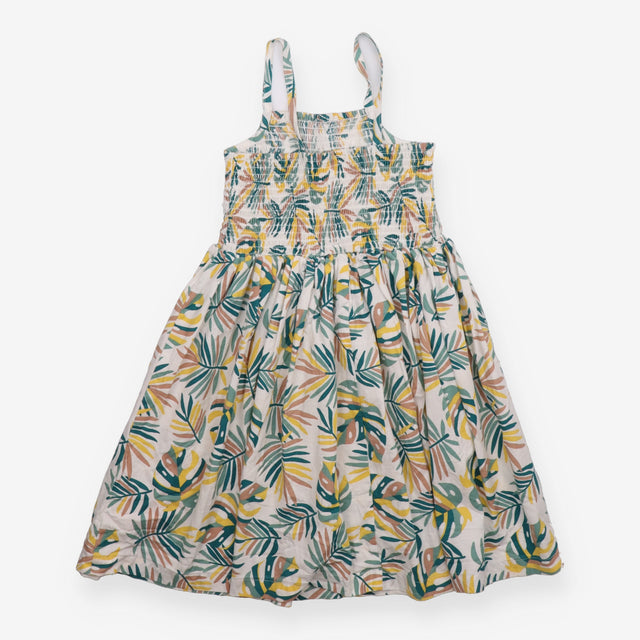Dress Sleeveless White Palm Leaves