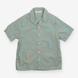 Shirt Green Embroided Dinosaurs