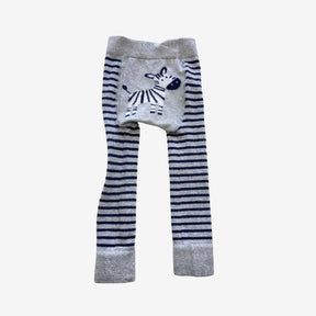 Grey and Blue Stripe Knit Zebra Footless tights
