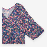 Maxi Dress Navy Multicolour Floral V Neck Tiered