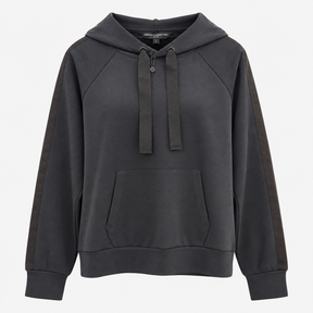 Hoodie Navy Black Sleeve Trim Drawstring
