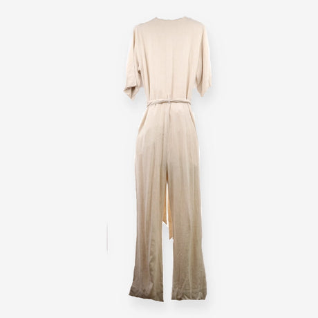 Cream Linen Jumpsuit  Wide Leg Summer Style