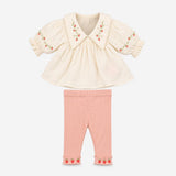 Dress Peter Pan Collar Cream Embroidered Strawberr