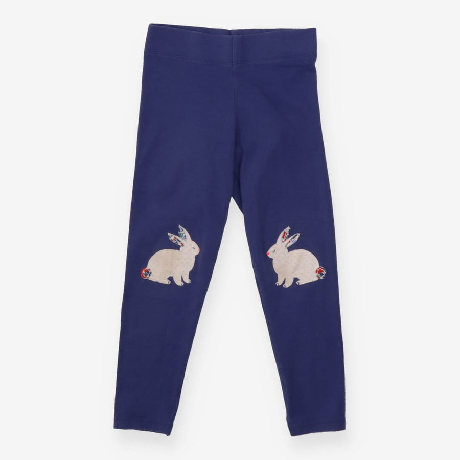 Navy leggings with floral bunny knees