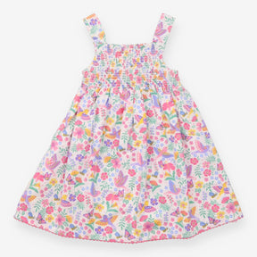Dress Sleeveless White Birds, Bees, Butterfly Flor