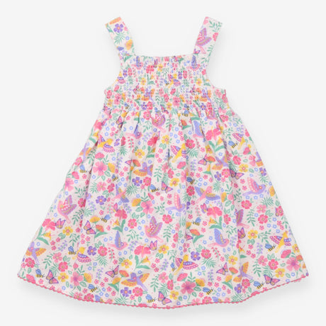 Dress Sleeveless White Birds, Bees, Butterfly Flor