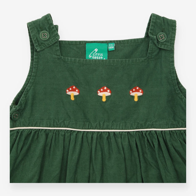 Pinafore cord green toadstools