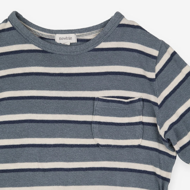 T-Shirt Long Sleeve Grey Striped with Pocket