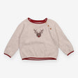 Sweater cream red edging reindeer
