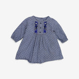 Blue Spotty Embroidered Dress