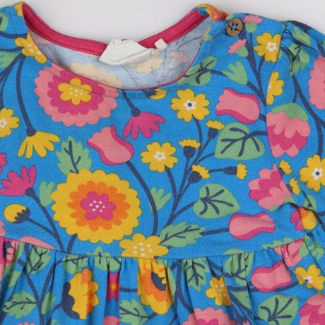 Dress LS jersey bright blue large flowers