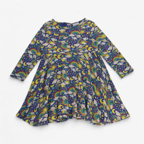 Dress Jersey Long Sleeve Planets Stars and Rainbow