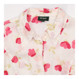 Linen Shirt Ivory Pink Floral Print Long Sleeve