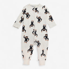 Cream Zip Sleepsuit with Monkeys