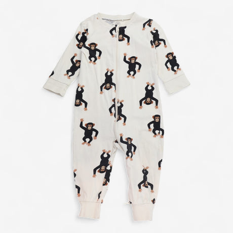 Cream Zip Sleepsuit with Monkeys