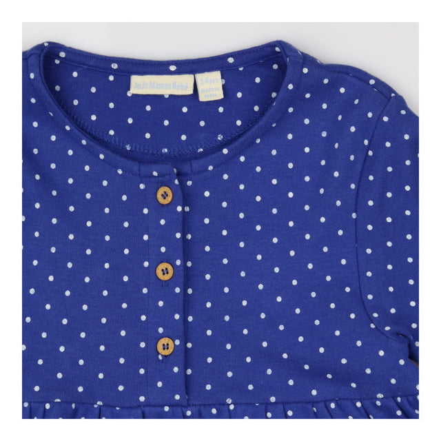 Dress long sleeve blue with dinosaur white spots 