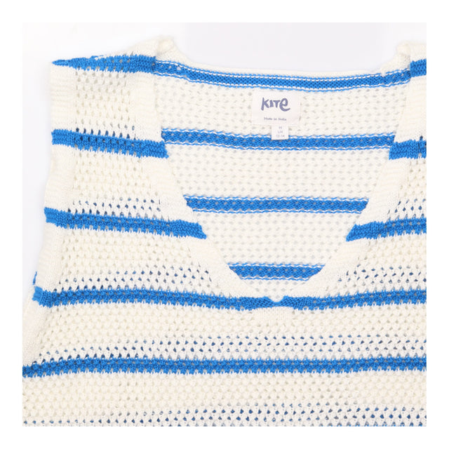 Organic Cotton Blue Stripe Open-Knit Tank Top