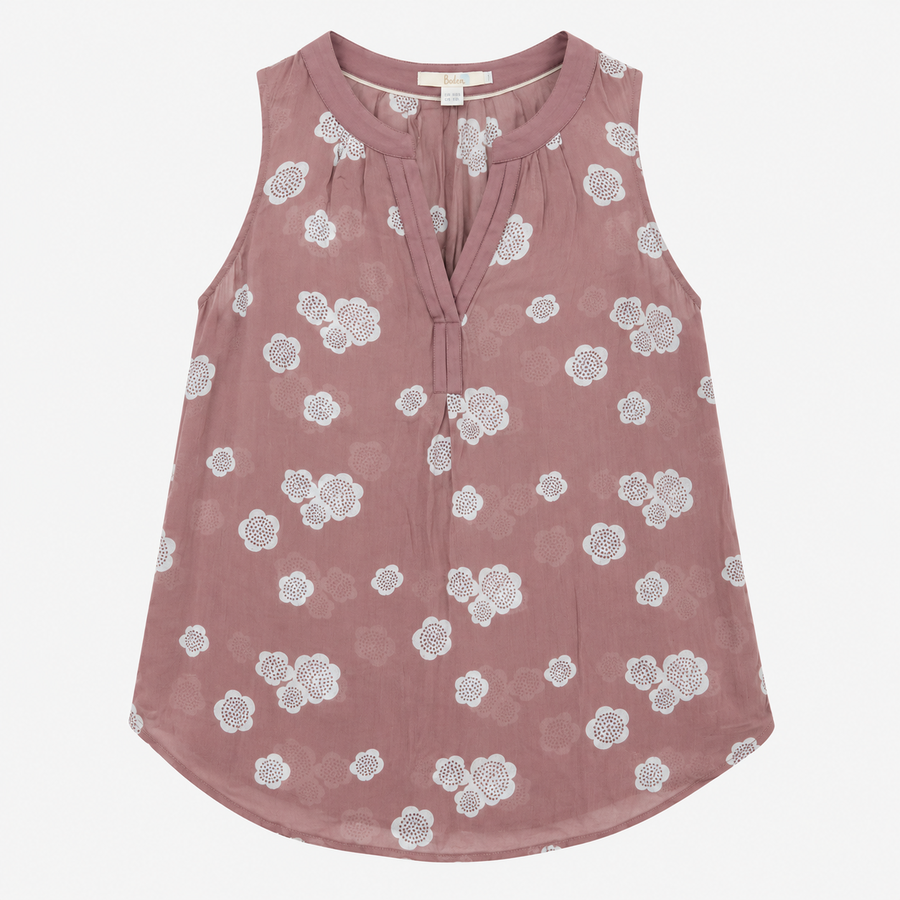 Floral Print Sleeveless Blouse Dusty Mauve