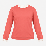 Dusty Pink Cotton Crew Neck Sweatshirt with White 