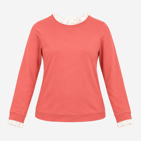 Dusty Pink Cotton Crew Neck Sweatshirt with White 