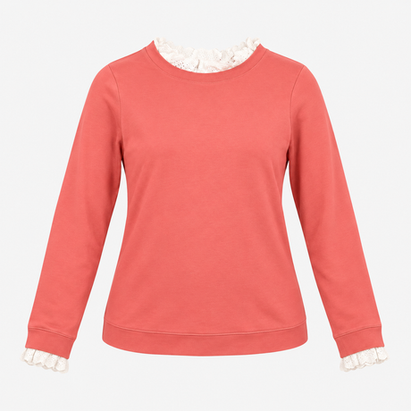 Dusty Pink Cotton Crew Neck Sweatshirt with White 