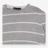 Grey & White Puff Sleeve Sweater – Soft Knit Contr