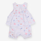Blue Striped Dogs Tunic Romper Outfit