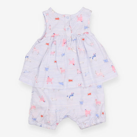 Blue Striped Dogs Tunic Romper Outfit