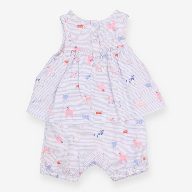 Blue Striped Dogs Tunic Romper Outfit