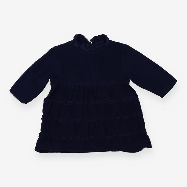 Cord Dress Navy with Frill Collar