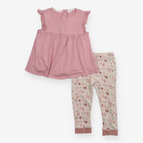 Outfit SS smock pink top cream leggings forest
