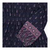 Maxi Dress Navy Ditsy Floral Print Shirred Waist