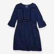 Maternity Dress Blue Velvet Trim Nursing Zip