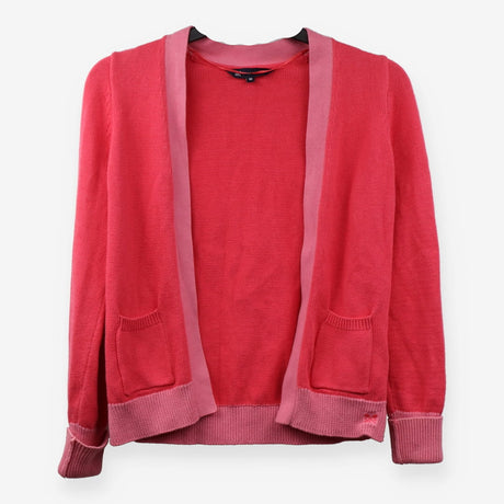 Pink Colourblock Open Cotton Cardigan