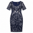 Sequin Embellished Short Sleeve Evening Midi Dress