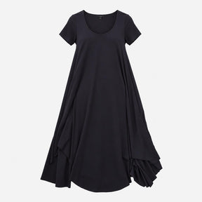 Dress Short Sleeve A-Line Scoop Neck Navy